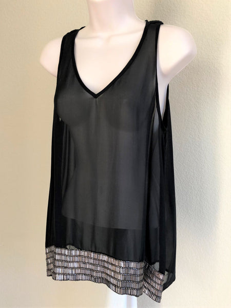 Fifteen Twenty Size XS Black Beaded Tank