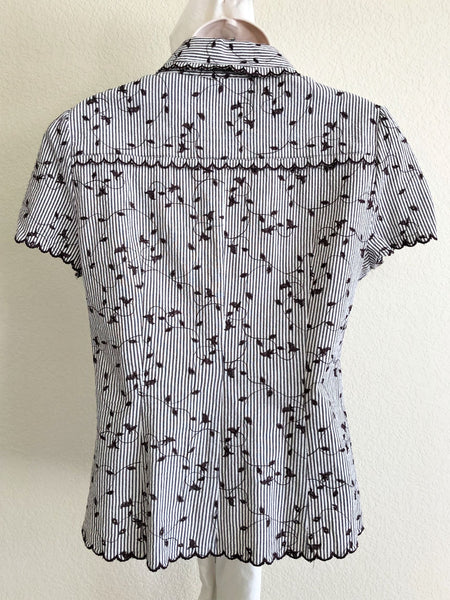 bebe MEDIUM  White and Brown Top - CLEARANCE