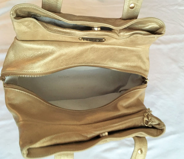 Botkier Gold Leather Trigger Shoulder Bag