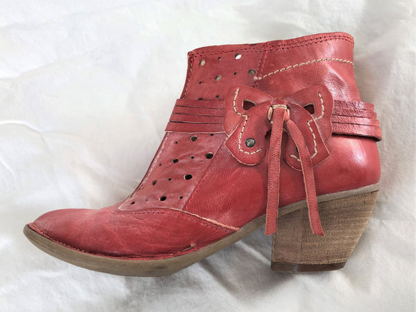 Khris Size 5.5 Red Leather Bootie - CLEARANCE