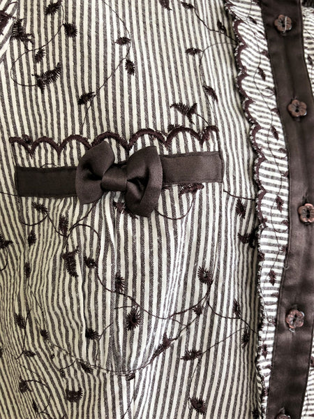 bebe MEDIUM  White and Brown Top - CLEARANCE