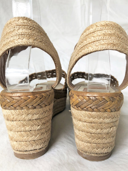 Tory Burch Size 8.5 Tan Woven Wedge Sandals