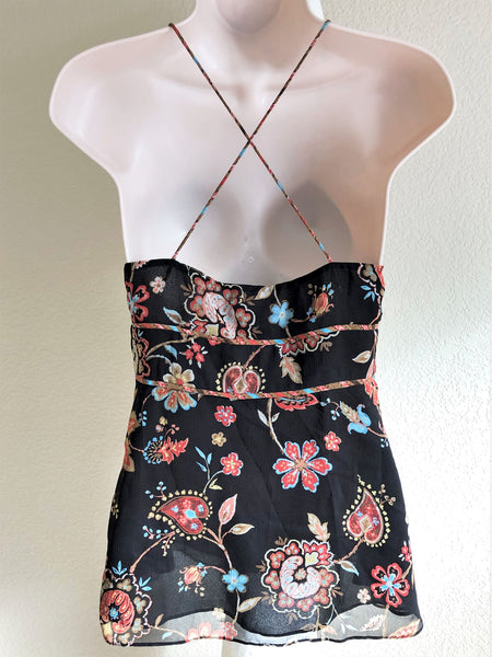 WORTH Size 4 Brown Floral Silk Tank