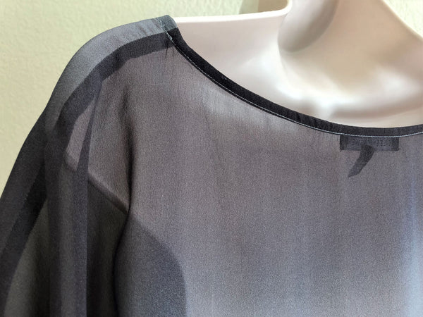 Eileen Fisher MEDIUM Gray Sheer Silk Tunic Top