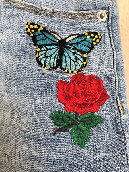 Hudson Size 0 Blue Denim Butterfly Rose Shorts