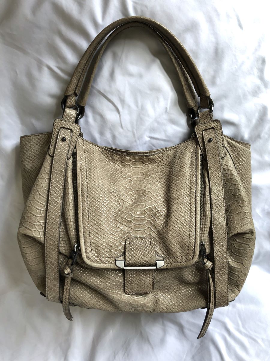 kooba Jonnie Gray Leather Snakeskin Bag – FABULUX