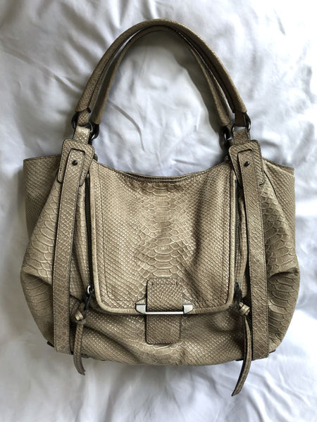 kooba Jonnie Gray Leather Snakeskin Bag