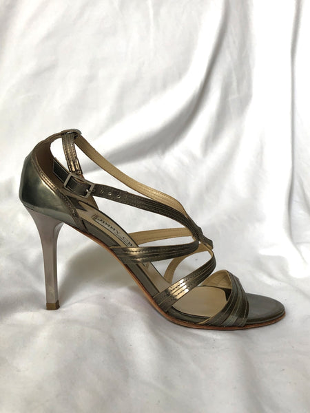 Jimmy Choo Size 7.5 Champagne Leather Heels