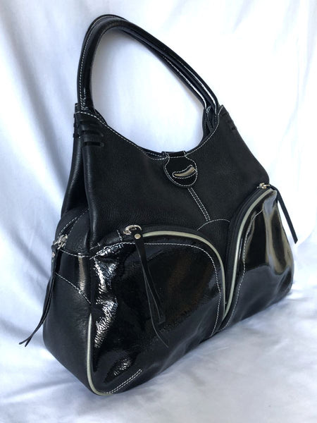 Tusk NY Black Leather Shoulder Bag