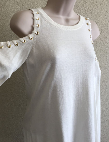 Michael Kors Size XS White Cold Shoulder Sweater - CLEARANCE