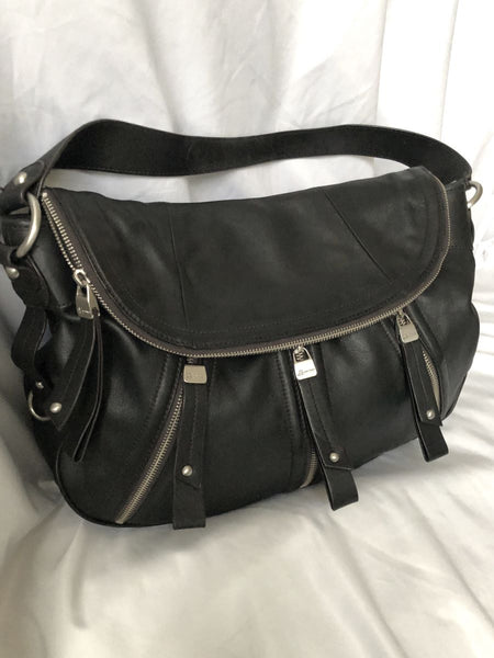B Makowsky Black Leather Shoulder Bag