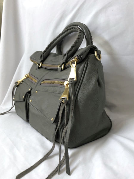 Aimee Kestenberg Soho Satchel Gray Leather Bag