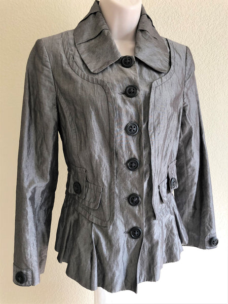 People Like Frank Size XS Gray Ruffle Hem Blazer