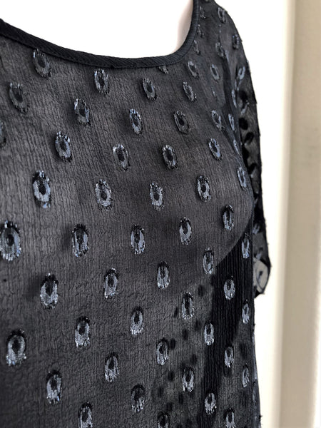 Ella Moss Anthropologie MEDIUM Black Silk Dots Top