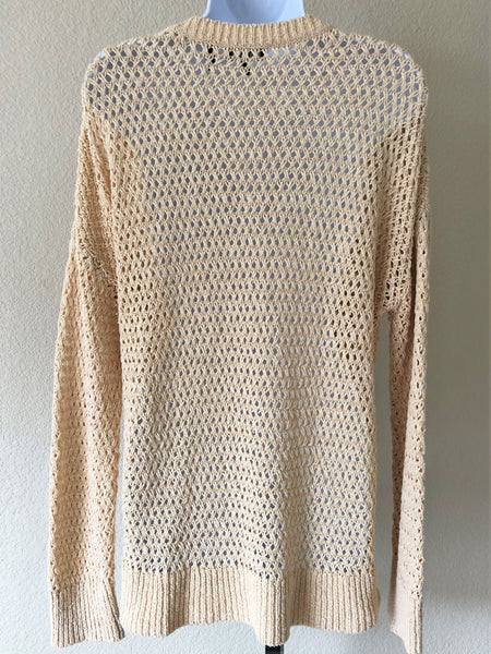 Theory Karenia Size Large Cream Knit Sweater