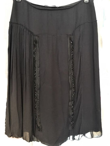 PRADA Authentic Size XS Black Chiffon Beaded Skirt