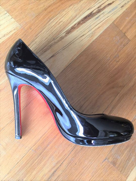 Christian Louboutin Authentic Size 7 - 7.5 Neofilo Black Patent Leather Pumps