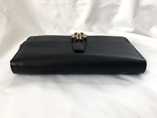 Tory Burch Black Leather Zip Around Wallet