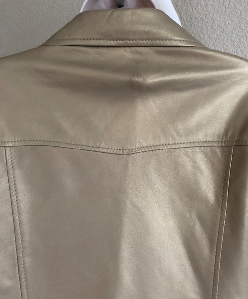 Identify Size 10 Gold Leather Moto Jacket