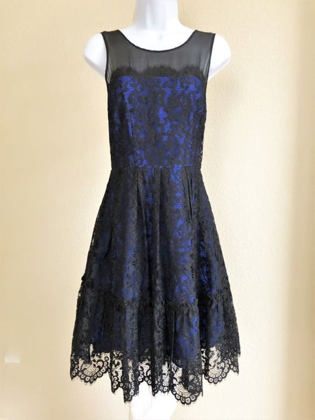 Moulinette Soeurs Anthropologie Size 6 Blue Silk Lace Dress