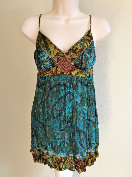 Hale Bob Size Small Teal Paisley Silk Tank