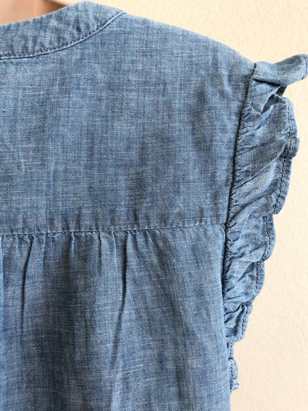 Joie SMALL Blaine Linen Blend Blue Chambray Top