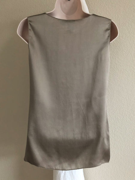 WORTH Size 0 Brown Silk Vertical Pleat Blouse - CLEARANCE