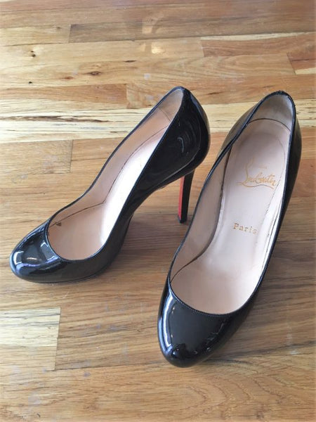 Christian Louboutin Authentic Size 7 - 7.5 Neofilo Black Patent Leather Pumps