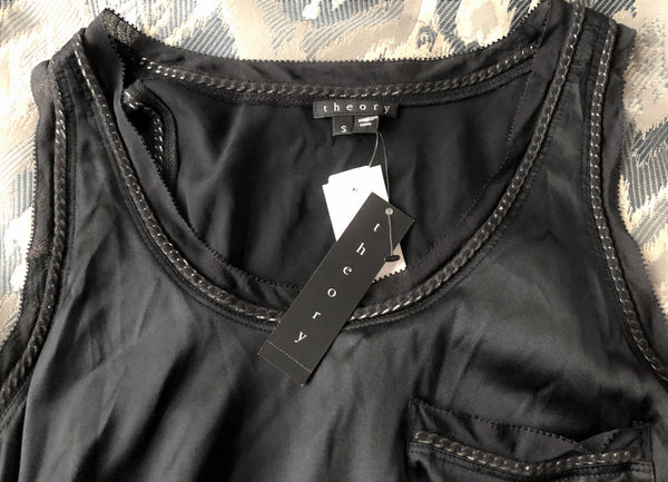 Theory SMALL Carmelita - NEW - Silk Chain Trim Tank