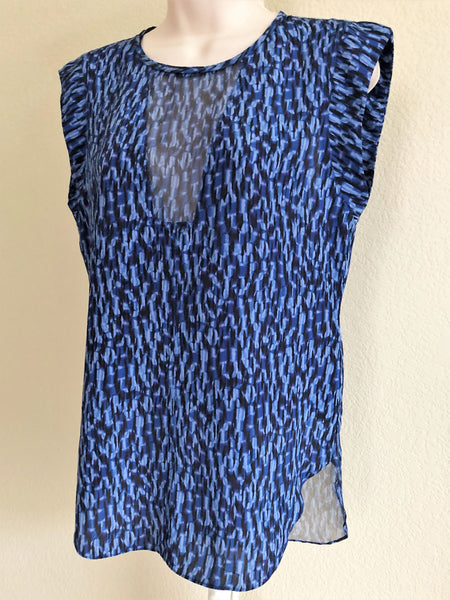 Rebecca Taylor Size 2 Charlie Blue Silk Top