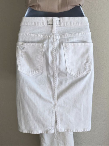 Current / Elliott Size 0 White Denim Distressed Skirt - CLEARANCE