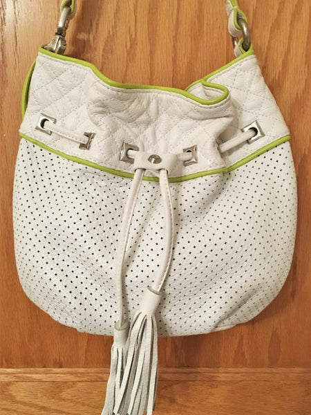 Francesco Biasia White Perforated Hobo Bag