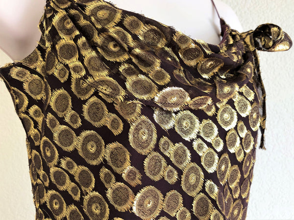 Milly Size 6 Brown and Gold Silk Cami