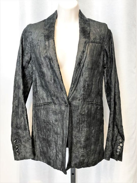 J Brand Size 2 Charcoal Metallic Blazer - Missing Cuff Button