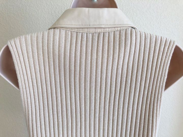 BCBGMaxazria LARGE Cream Leather Vest