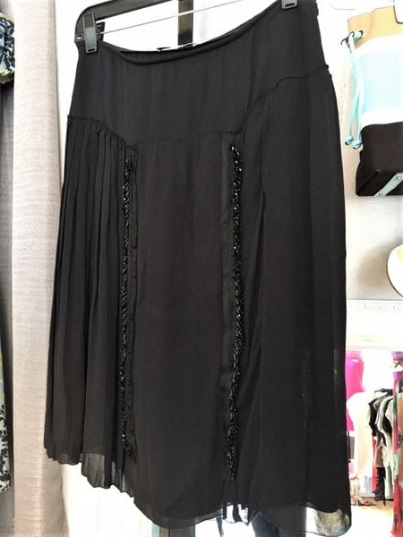 PRADA Authentic Size XS Black Chiffon Beaded Skirt