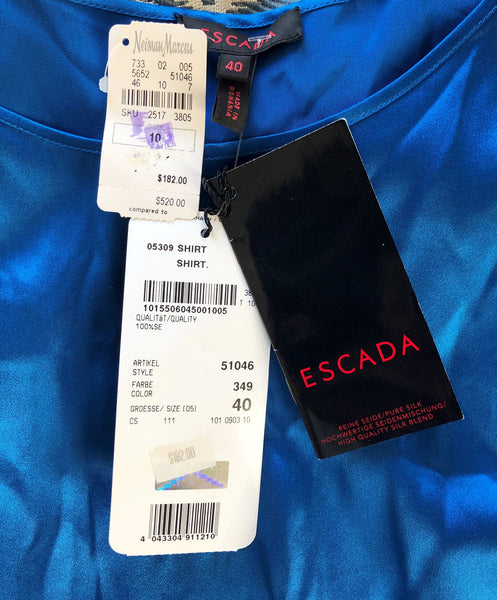 ESCADA NEW MEDIUM Blue Silk Tank Top