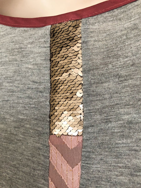 Tiny Anthropologie LARGE Gray and Mauve Top - CLEARANCE