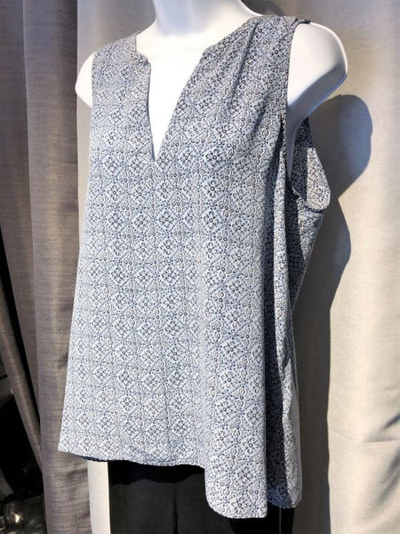 Joie LARGE Light Blue Sleeveless Silk Print Top - CLEARANCE