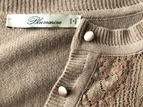 Blumarine SMALL Tan Beaded Cashmere Cardigan