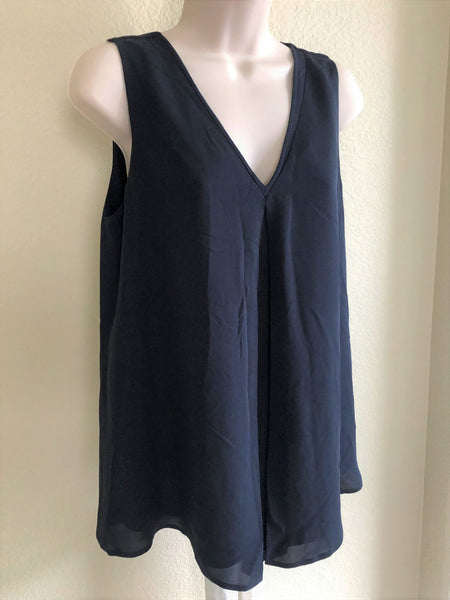 Theory SMALL Navy Lesay Silk Top