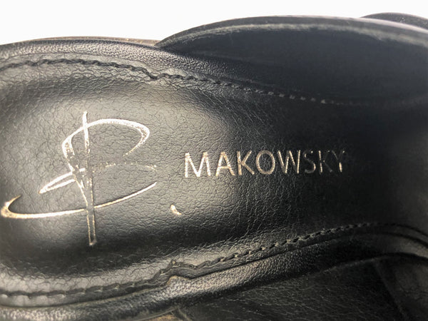 B Makowsky Size 6 Black Peep Toe Wedges - CLEARANCE