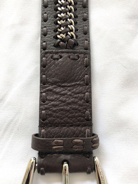 Michael Kors SMALL Brown Leather and Chain Belt