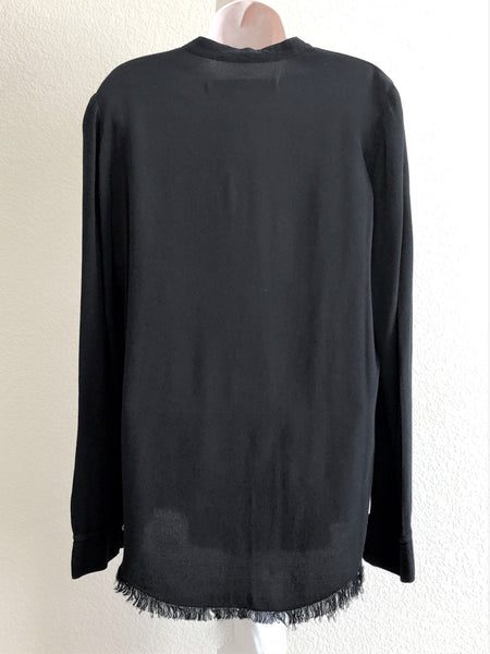 Raquel Allegra Size Medium Black Fringe Blouse