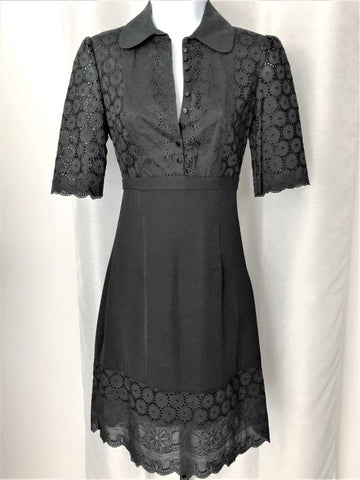 Catherine Malandrino Size 0 Black Eyelet Lace Dress