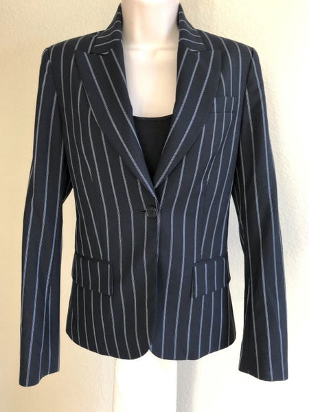 Theory Size 4 Navy Pinstriped Blazer