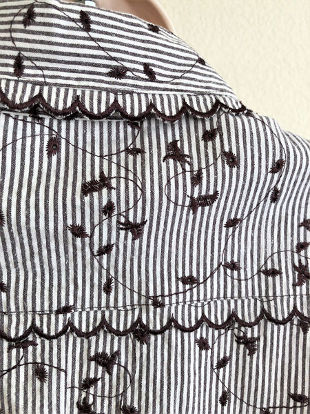 bebe MEDIUM  White and Brown Top - CLEARANCE