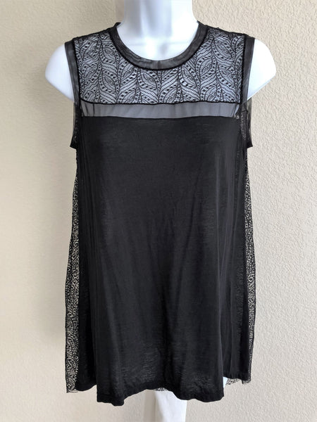 BCBGMaxazria Size XS Black Lace Back Tank