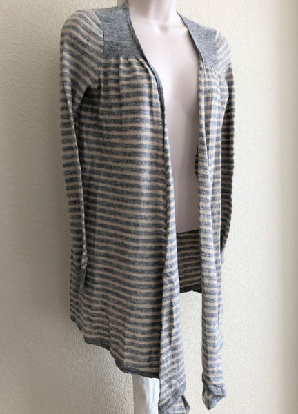 Rebecca Taylor MEDIUM Gray Stripe Wool Blend Cardigan