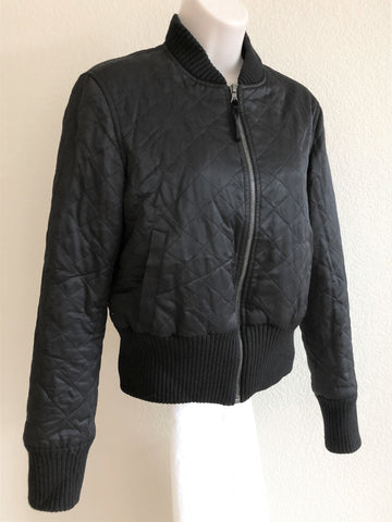 Theory Size Small Black Satin Quilted Jacket